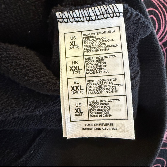 Disneyland Parks Full Zip Hoodie "Peace Love" Black Purple Women’s Size XL - Picture 7 of 11